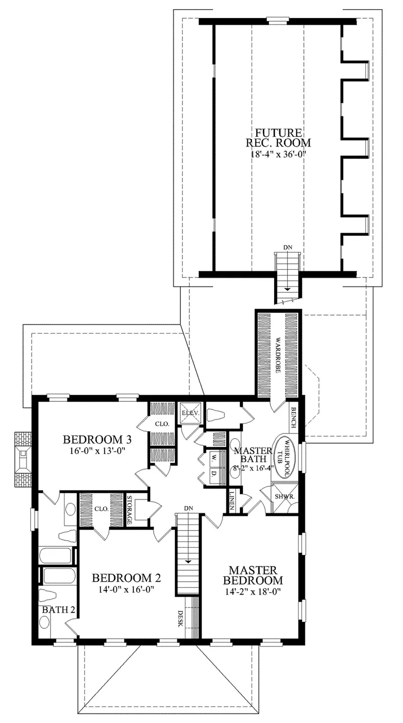 Colonial House Plan Second Floor - Bristol Lane Georgian Home 128D-0033 - Search House Plans and More