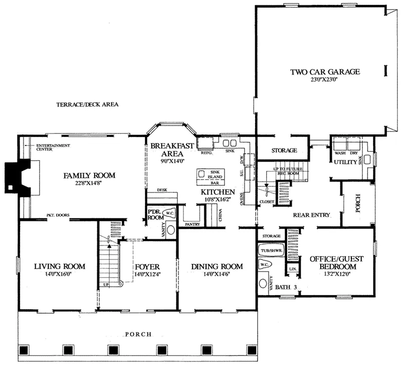 Lowcountry Home Plan First Floor 128D-0067