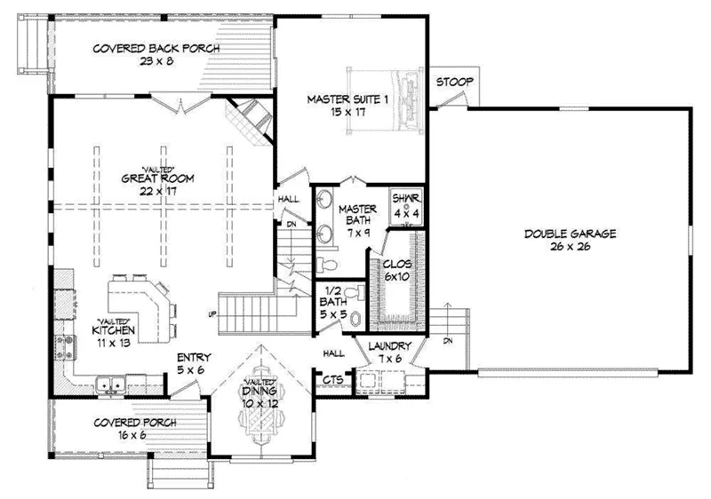 Arts & Crafts House Plan First Floor - 141D-0145 - Shop House Plans and More
