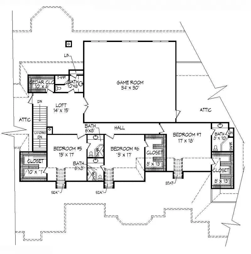Traditional House Plan Second Floor - 141D-0206 - Shop House Plans and More