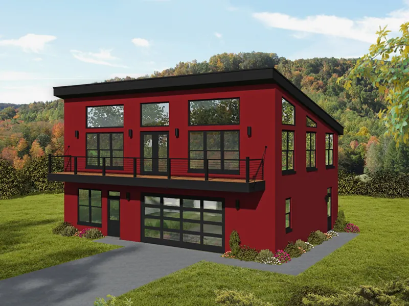Lake House Plan Front of Home - Hilltop Ridge Modern Home 141D-0339 / House Plans and More
