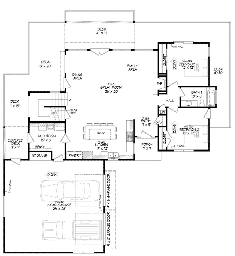 Lake House Plan First Floor - 141D-0348 - Shop House Plans and More
