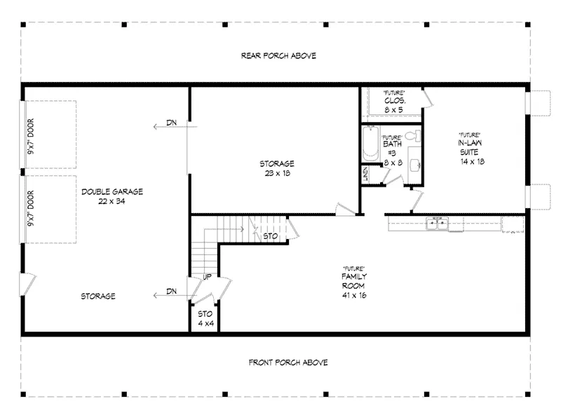 Ranch Home Plan Basement 141D-0363