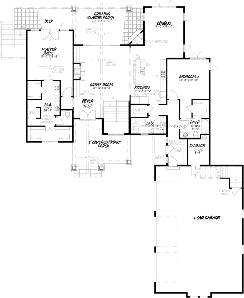 Arts & Crafts House Plan First Floor - Croft Manor Traditional Home 155D-0001 - Search House Plans and More