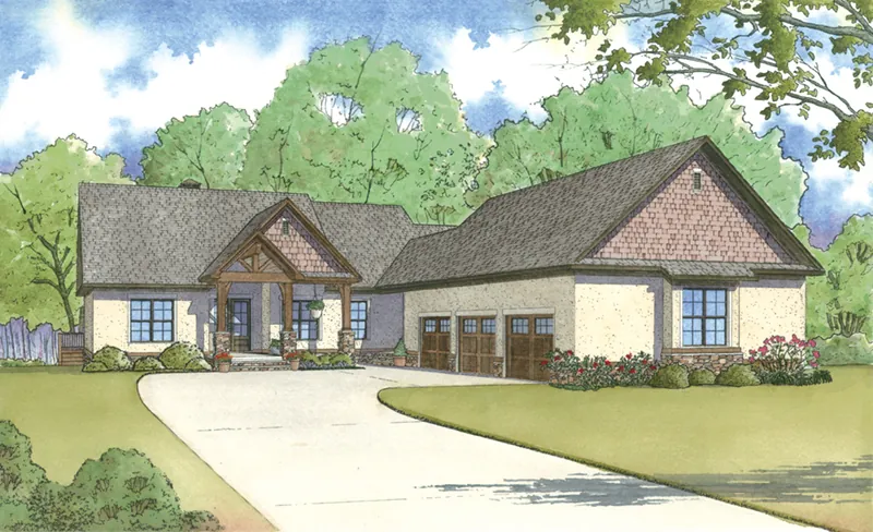 Arts & Crafts House Plan Front of Home - Croft Manor Traditional Home 155D-0001 - Search House Plans and More