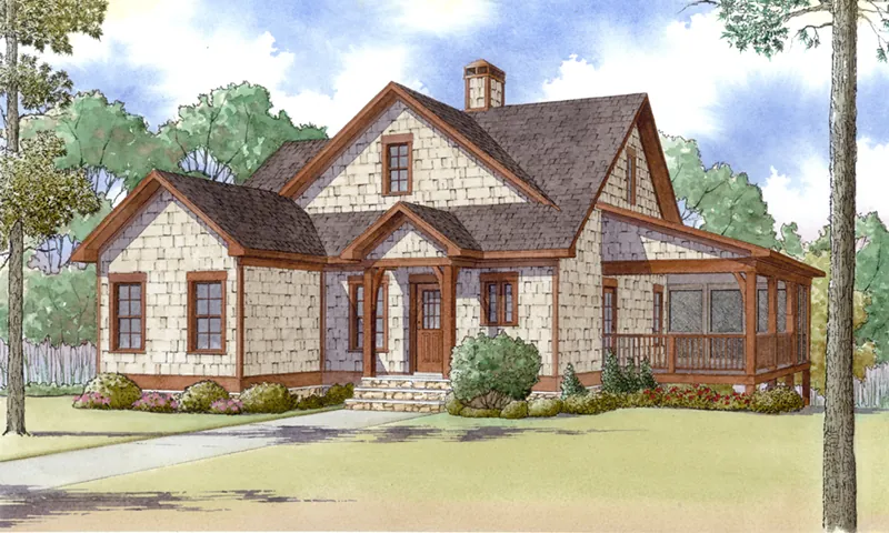 Shingle House Plan Front of Home - Lindsey Landing Rustic Home 155D-0002 - Shop House Plans and More