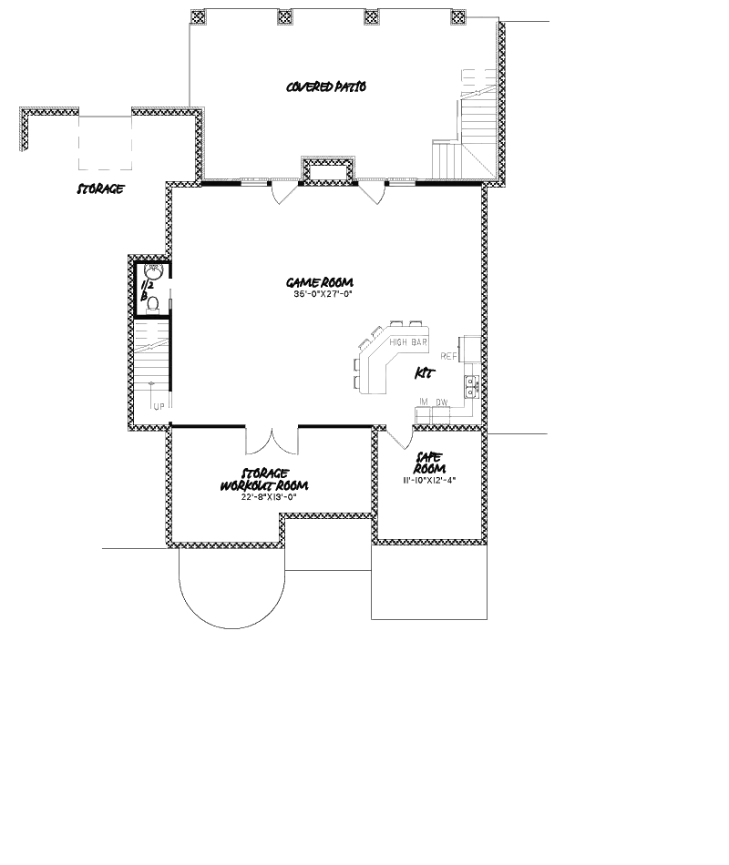 European House Plan Lower Level Floor - Croft European Ranch Home 155D-0008 - Search House Plans and More
