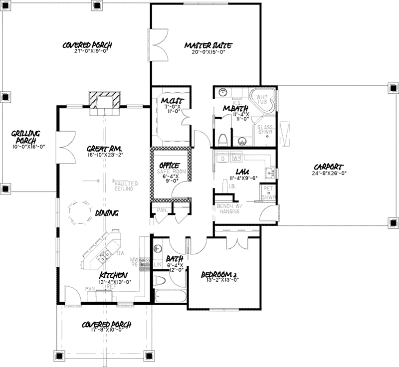 Country Home Plan First Floor 155D-0010