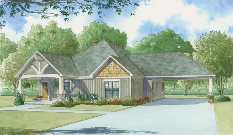 Bungalow House Plan Front of Home - Treetop Retreat Craftsman Home 155D-0010 - Shop House Plans and More