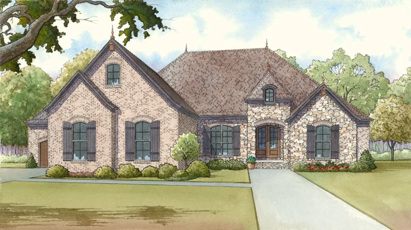 Country French House Plan Front of Home - Augustine Place Ranch Home 155D-0015 - Search House Plans and More