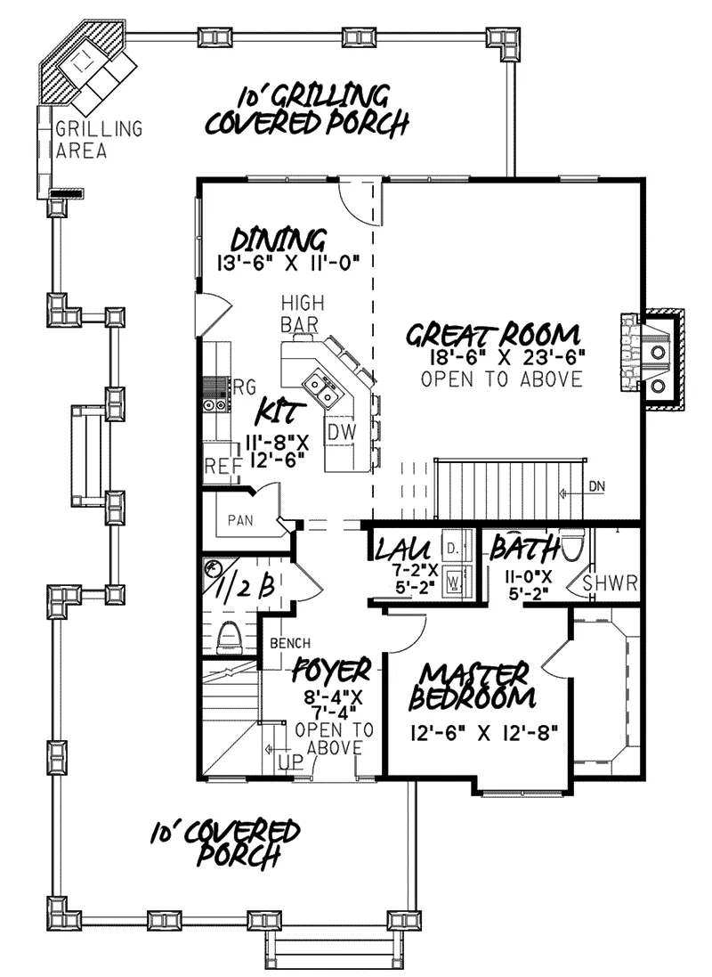 Craftsman House Plan First Floor - Appalachian Trail Rustic Home 155D-0016 - Search House Plans and More