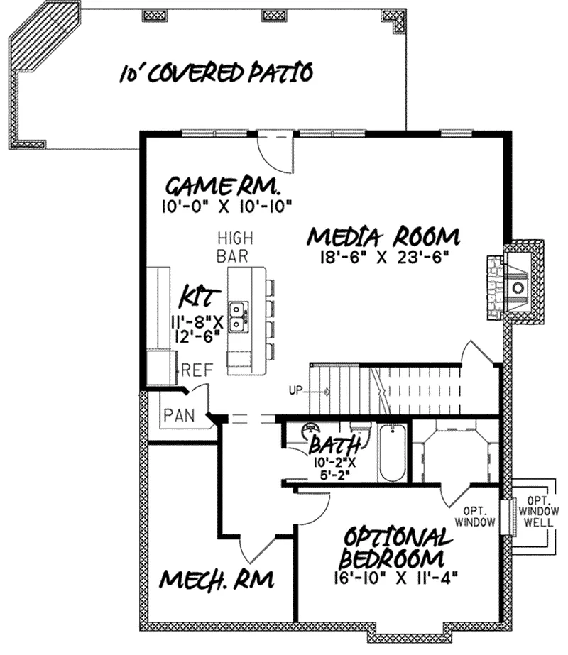 Craftsman House Plan Lower Level Floor - Appalachian Trail Rustic Home 155D-0016 - Search House Plans and More