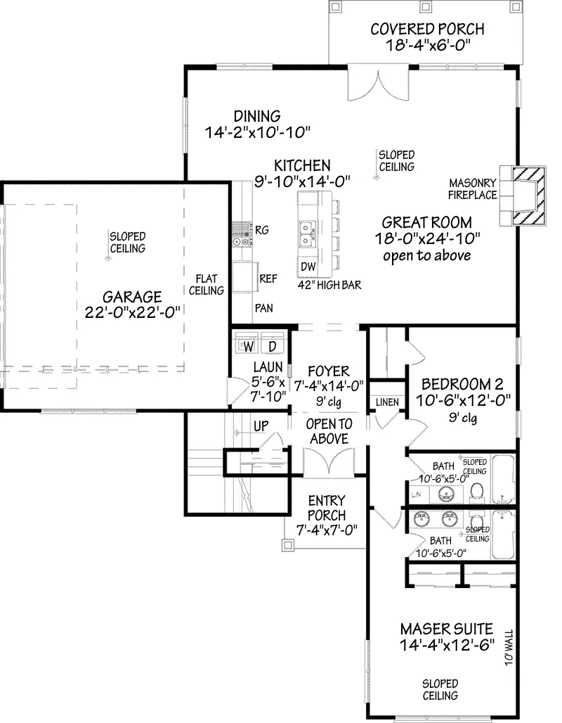 Contemporary Home Plan First Floor 155D-0018