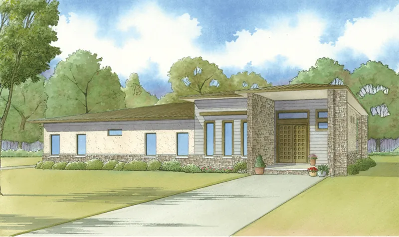 Contemporary House Plan Front Image - Preston Drive Modern Home 155D-0022 - Shop House Plans and More
