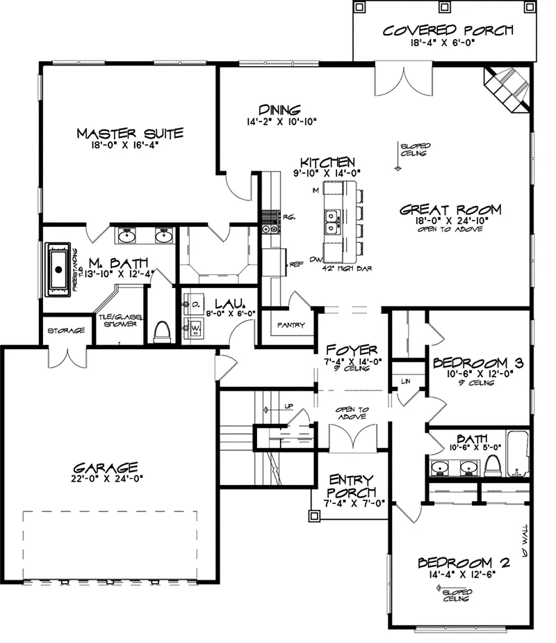 Ranch Home Plan First Floor 155D-0023