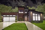 Contemporary House Plan Front Night Photo 01 - Pallaton Rustic Modern Home 155D-0023 - Shop House Plans and More