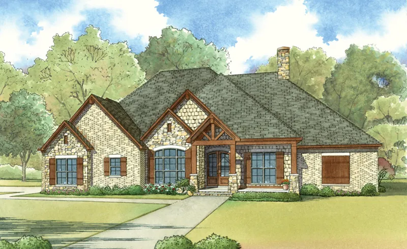 Rustic House Plan Front Image - Ozark Creek Rustic Ranch Home 155D-0025 - Shop House Plans and More