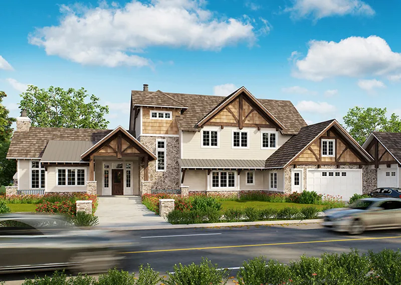 Craftsman House Plan Front of Home - Castle Hill Luxury Home 163D-0001 - Search House Plans and More