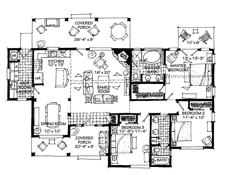 Cabin & Cottage Home Plan First Floor 163D-0003