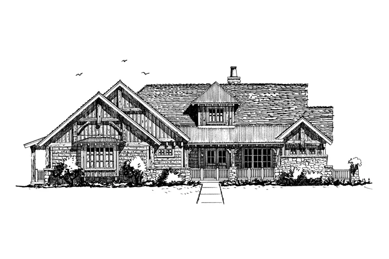 Log Cabin House Plan Front Elevation - Deer Park Lane Rustic Home 163D-0005 - Search House Plans and More