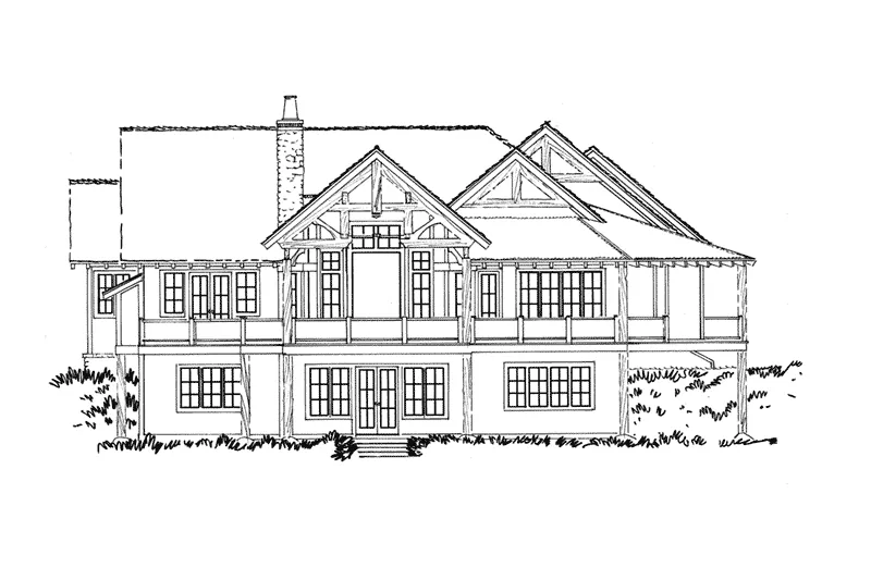 Log Cabin House Plan Rear Elevation - Deer Park Lane Rustic Home 163D-0005 - Search House Plans and More