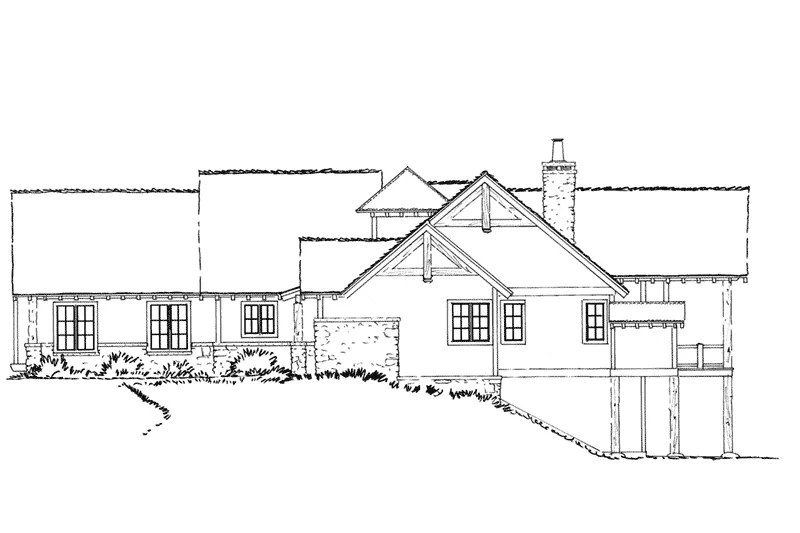 Log Cabin House Plan Right Elevation - Deer Park Lane Rustic Home 163D-0005 - Search House Plans and More