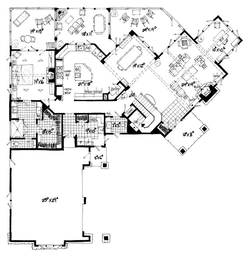 Country House Plan First Floor - Pinehurst Lane Rustic Home 163D-0008 - Shop House Plans and More