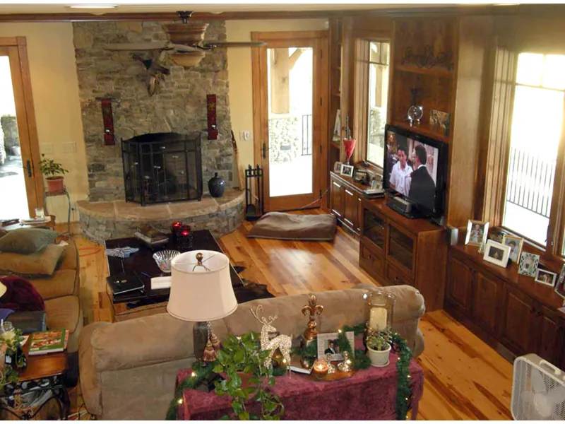 Log House Plan Family Room Photo 01 - Rock Creek Rustic Home 163D-0010 - Shop House Plans and More