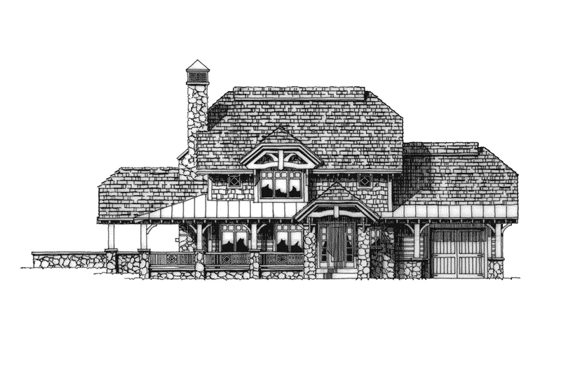 Log House Plan Front Elevation - Rock Creek Rustic Home 163D-0010 - Shop House Plans and More