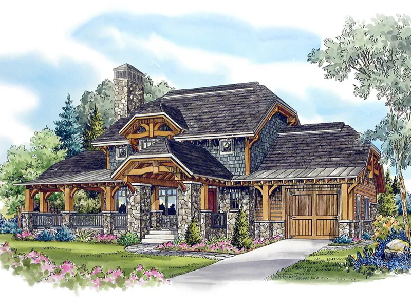 Log House Plan Front Image - Rock Creek Rustic Home 163D-0010 - Shop House Plans and More