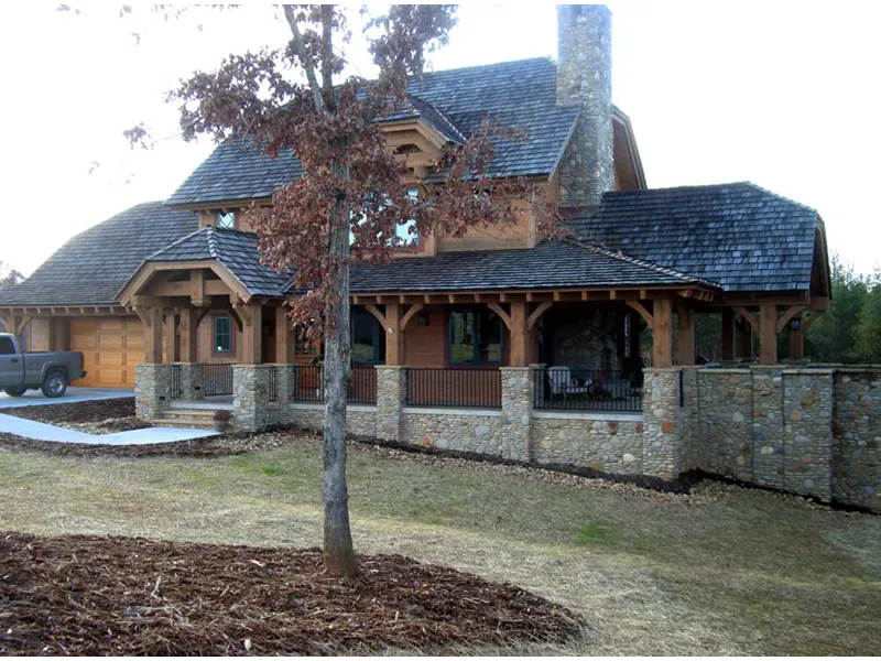 Log House Plan Front Photo 01 - Rock Creek Rustic Home 163D-0010 - Shop House Plans and More