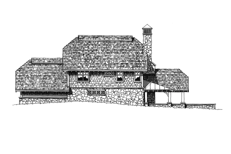 Log House Plan Rear Elevation - Rock Creek Rustic Home 163D-0010 - Shop House Plans and More