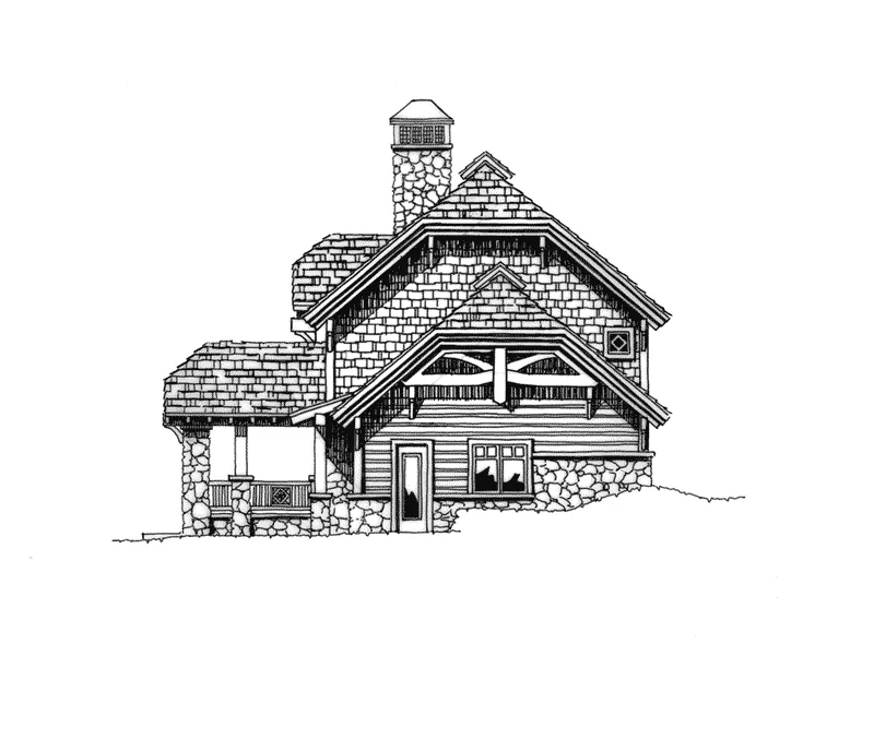 Log House Plan Right Elevation - Rock Creek Rustic Home 163D-0010 - Shop House Plans and More